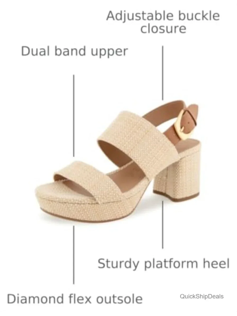 Platform Sandals with Adjustable Buckle and Ortholite Insole